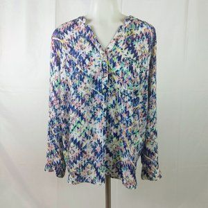 Pink Rose Blouse Top Shirt Size XL Multi-Colored